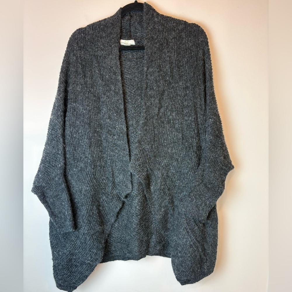 SLEEPING ON SNOW CHARCOAL WOOL BLEND OPEN FRONT OVERSIZED CARDIGAN WOMEN'S M